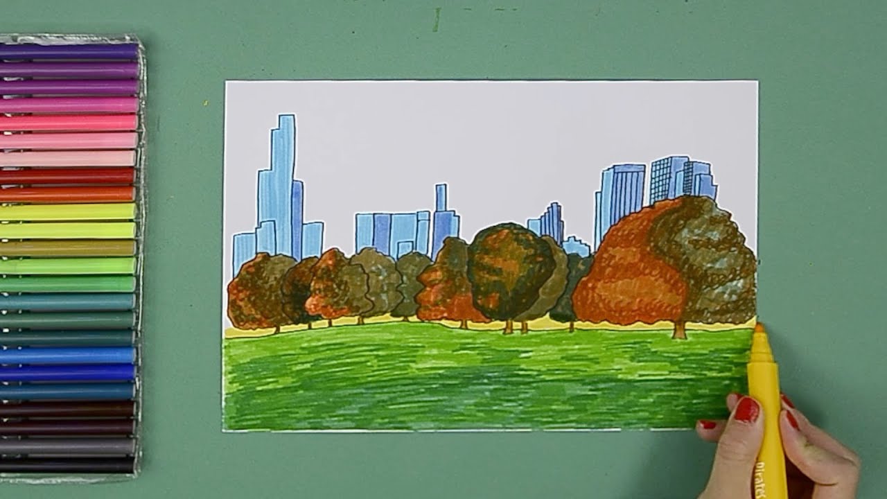 Central Park Sketch Wood Print by John Delong  Pixels