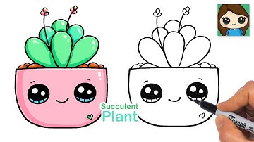 How to Draw a cute Succulent Plant 🪴
