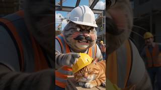 😂 Construction Workers Couldn't Stop Laughing After This Cat's Mistake#cat #funny #comedy