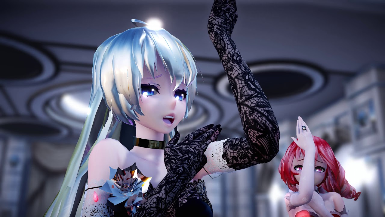 【 MMD 巡音ルカ 】[A]ddiction    [  TDA Black Lace Bride Luka.  TDA Dress Teto  ] 2560x1440