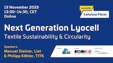 Premier: nova talks on Next Generaltion Lyocell – Textile Sustainbility and Circularity 13.11.25