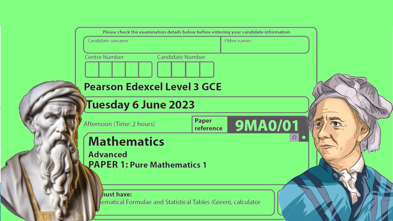 Edexcel A Level Maths (9MA0) : June 2023 Paper 1 (Pure) - YouTube