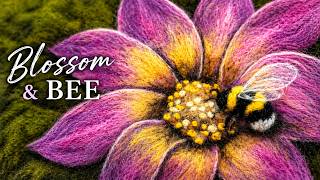Blossom & Bee | Needle Felt Painting Tutorial (Realistic Flower & Insect)