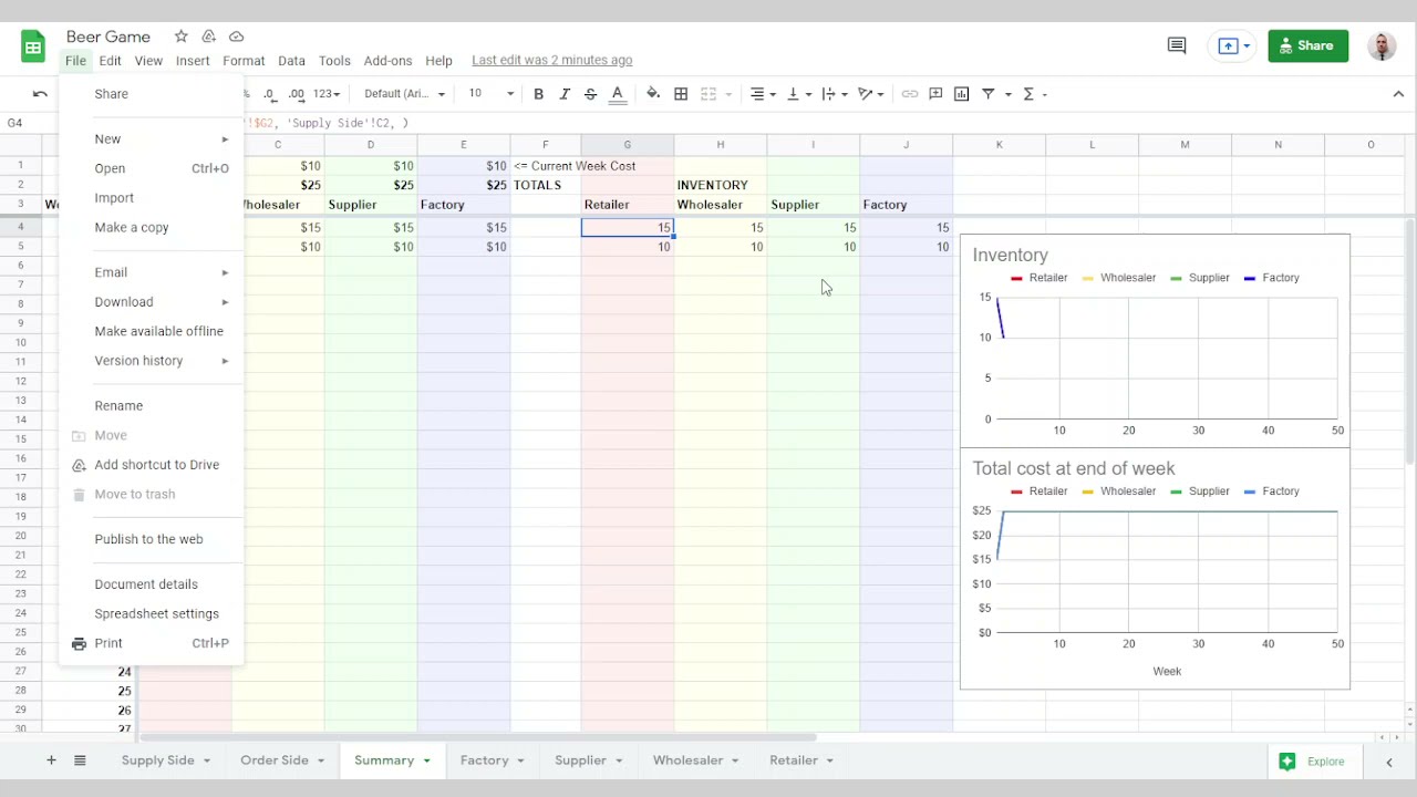 How the Beer Game Spreadsheet works YouTube
