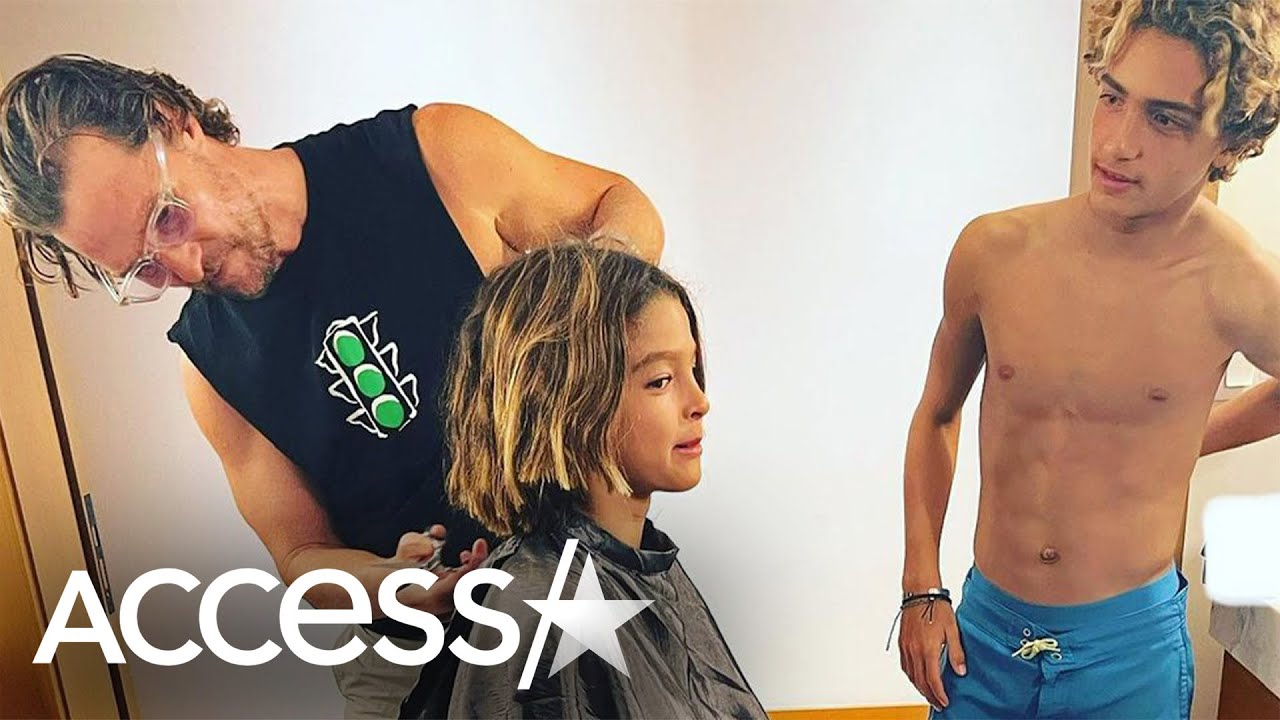 Matthew McConaughey Cuts Son Livingston’s Hair In RARE Photo