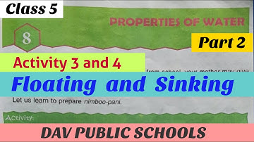 DAV class 5 science chapter 8 Properties of water - Floating and sinking