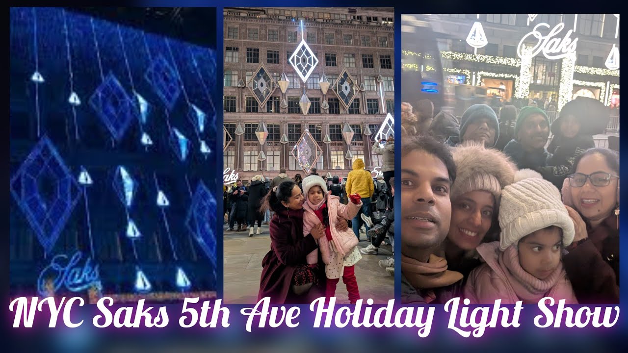 Full New York Best Holiday Light show Saks 5th Ave 