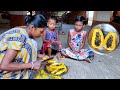 Garden Fresh Ripe Papaya salad by Mother for her Children and eating by two sister in home |