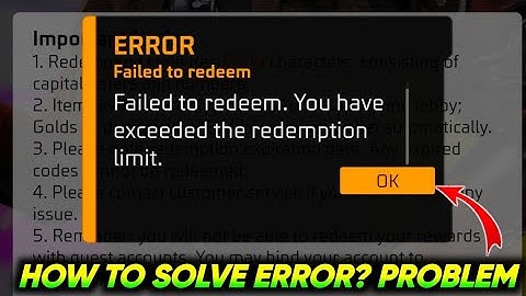 FAILED TO REDEEM.YOU HAVE EXCEEDED THE REDEMPTION LIMIT. PROBLEM FREE FIRE|| FREE FIRE REDEEM CODE|