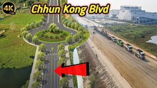 Chhun Kong Blvd Construction Update! Concrete Paving Begins on 4Km Road!