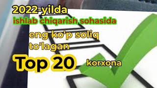 Top-20 2022-Yilda Ishlab Chiqarish Sohasida Eng Kop Soliq Tolagan Korxonalar Mlrd Somda
