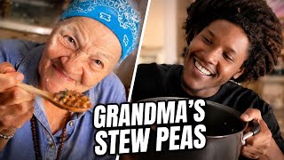 TEACHING MY GRANDSON HOW TO MAKE STEW PEAS WITH BEEF￼
