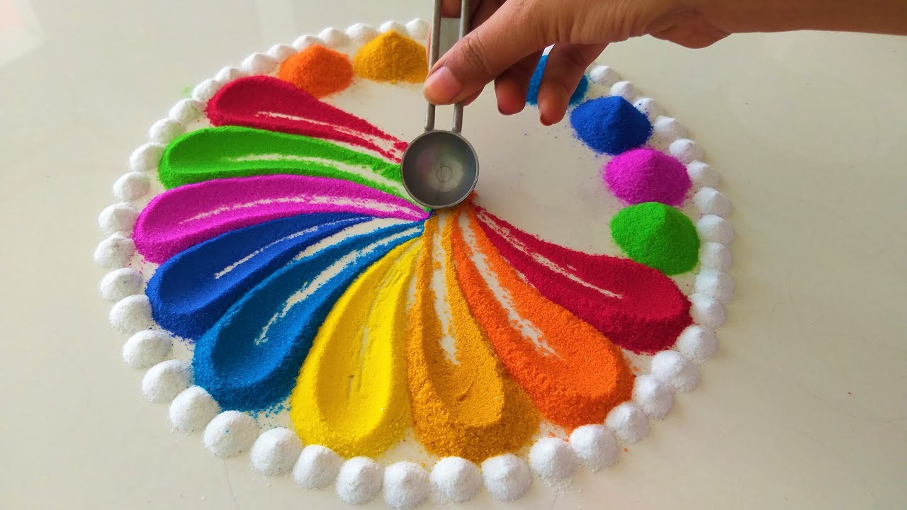 शुभ दिवाली Beautiful Attractive Rangoli Using Spoon | 2023 Diwali ...