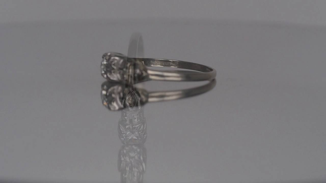 Circa 1930 - 18K White Gold .40ct Old European Cut Diamond Engagement Ring - VEG