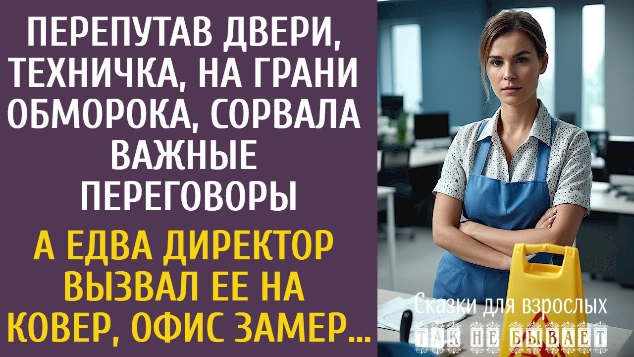 Перепутав двери, техничка, на грани обморока, сорвала важные переговоры… А едва директор вызвал ее…