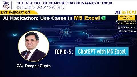 Hackathon 1: Series 1 - Use Case 5 | Chat GPT with MS Excel | CA Deepak Gupta
