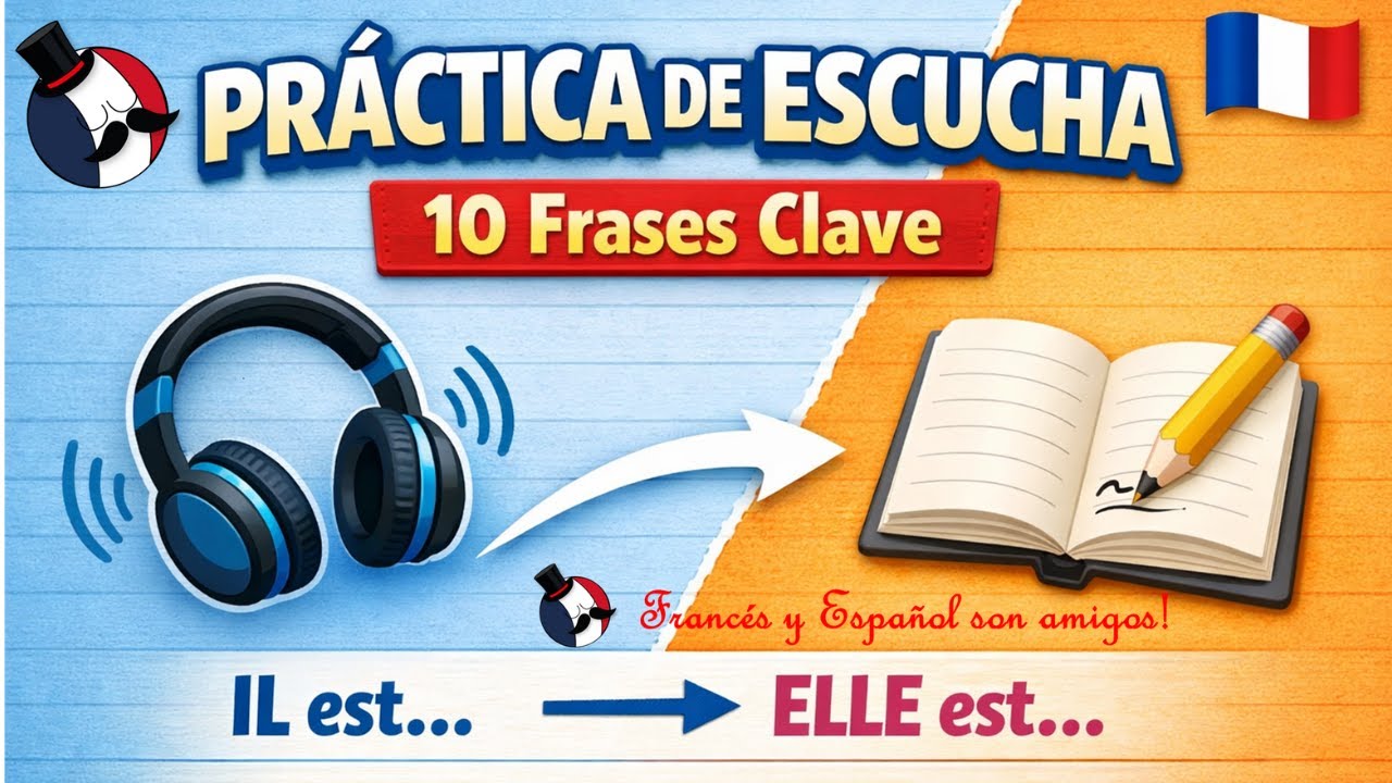 Aprende Francés : DICTADO en FRANCÉS: Practica Masculino, Femenino y Plural (Nivel A1-A2) 🎧