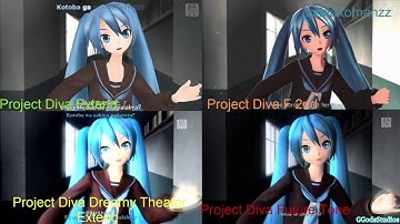 Hatsune Miku - Rolling Girl Project Diva Comparsion (Extend, F2nd, Dreamy Theater Ex. Future Tone)