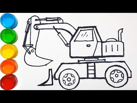 Video Vẽ xe xúc xe ủi đơn giản và tô màu cho bé | Bé học vẽ... - youtube