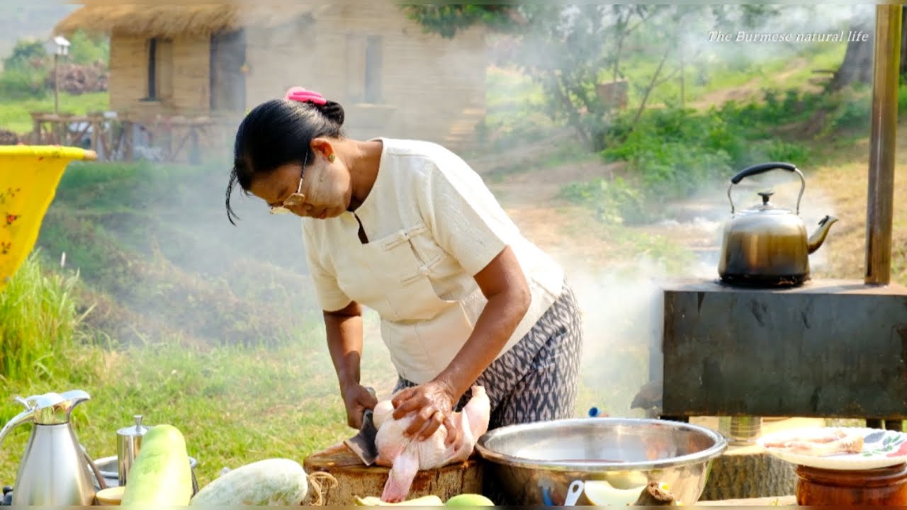 Famous Burmese Assortment of Veggies in Lentil Soup Base and Potato Chicken Curry