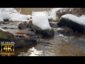 Small snowy creek, flowing water sleep sounds, 10 hour nature relaxation video to sleep study relax