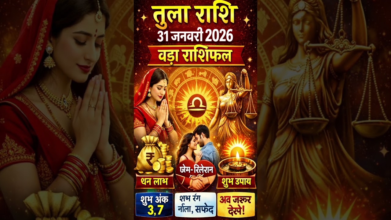 तुला राशि राशिफल 31 जनवरी 2026#तुलाराशिफल #31जनवरीराशिफल  #राशिफल2026 #तुलाराशिफलउपाय #आजकाराशिफल