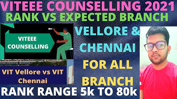 VITEEE 2021 Rank Vs Branch | VIT Vellore and Chennai | Safe rank barnch wise  | Choice Filling | VIT