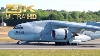 (4K) Kawasaki C-2 Japan Air Self Defense Force JASDF arrival at RAF Fairford RIAT 2022 AirShow