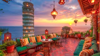 Beautiful Beach Sunset with Leaning Tower of Pisa in Italy ☕ Smooth Jazz Instrumental Music to Chill