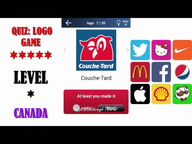 QUIZ: LOGO GAME  LEVEL CANADA, LOGO 1-30 