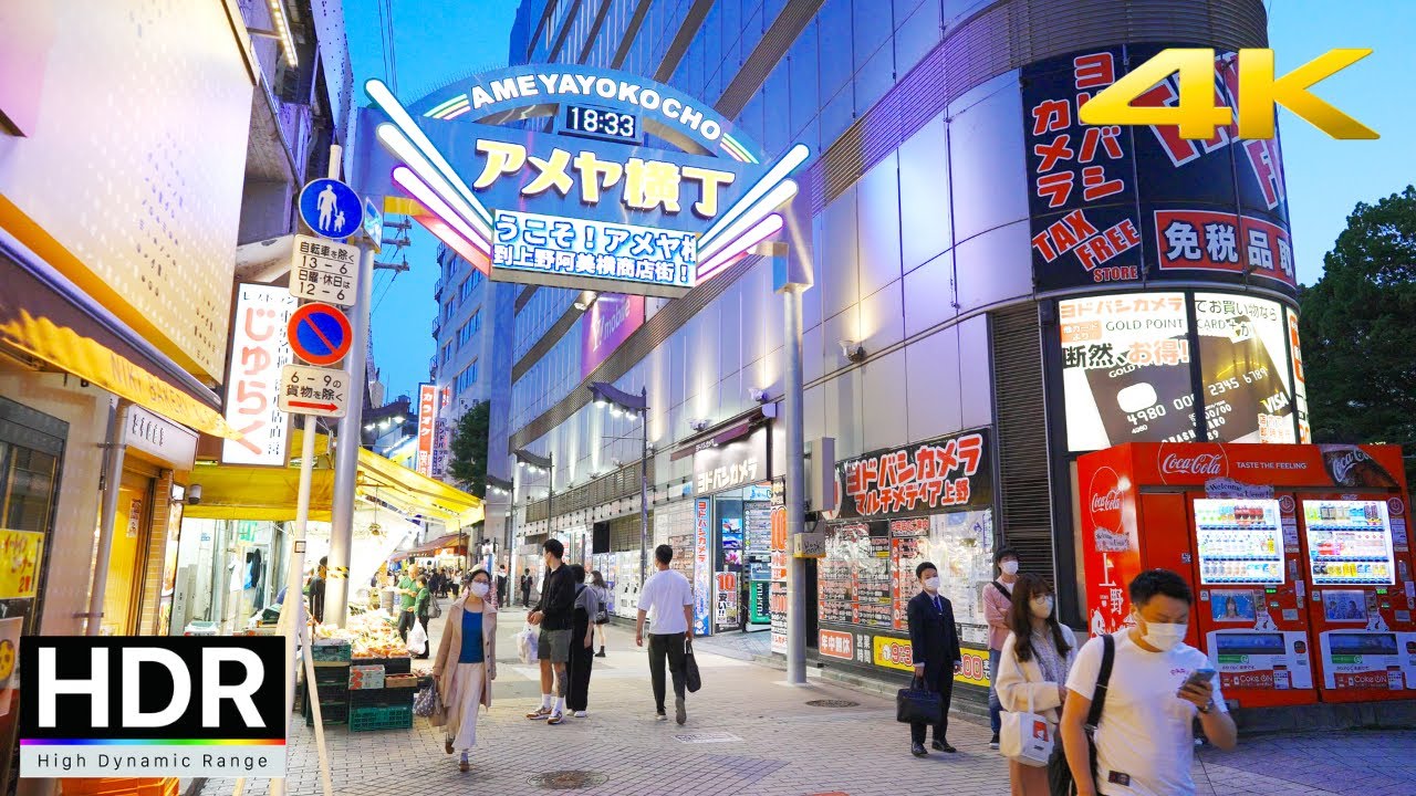 【4K HDR】Tokyo Evening Walk - Ueno