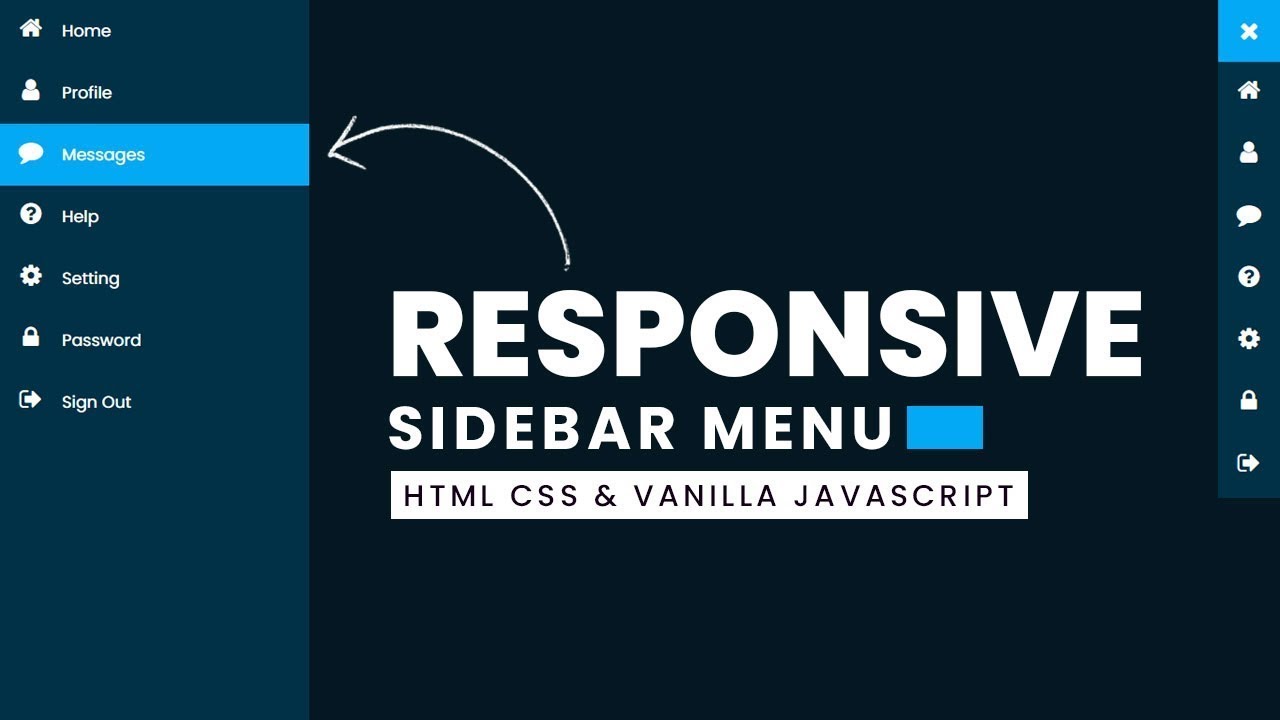 Responsive Animated Dropdown Sidebar Menu using HTML , CSS \u0026 JavaScript | Slide Navigation Bar Menu