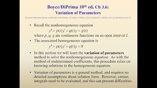 MATH 222: Variation of Parameters