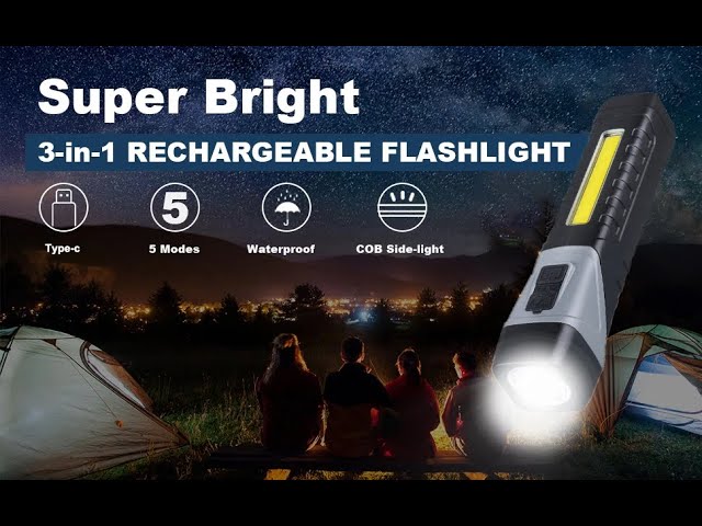Torcia LED Ricaricabile Alta Potenza 15000 Lumen Impermeabile Con 5  Modalità