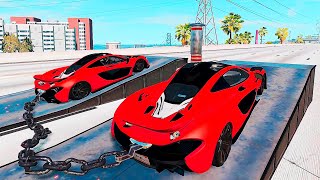 Chained Cars vs Bollards | BeamNG Drive screenshot 4