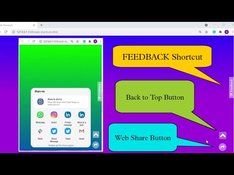 Web Shortcuts Tutorial | Back to Top Button | Web Share API Button | Feedback Button | Tricky Talks
