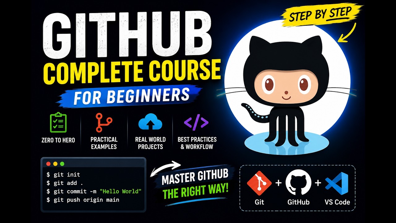 GitHub Complete Tutorial in Hindi 🔥 | Part 1 (Start to Push Code) - YouTube