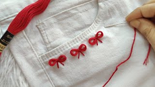DIY: Embroidery on jeans || Cute little Bow Embroidery Design