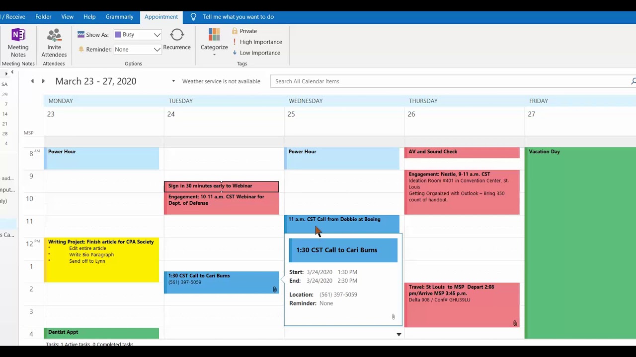 How to Organize Outlook Calendar Appointments YouTube