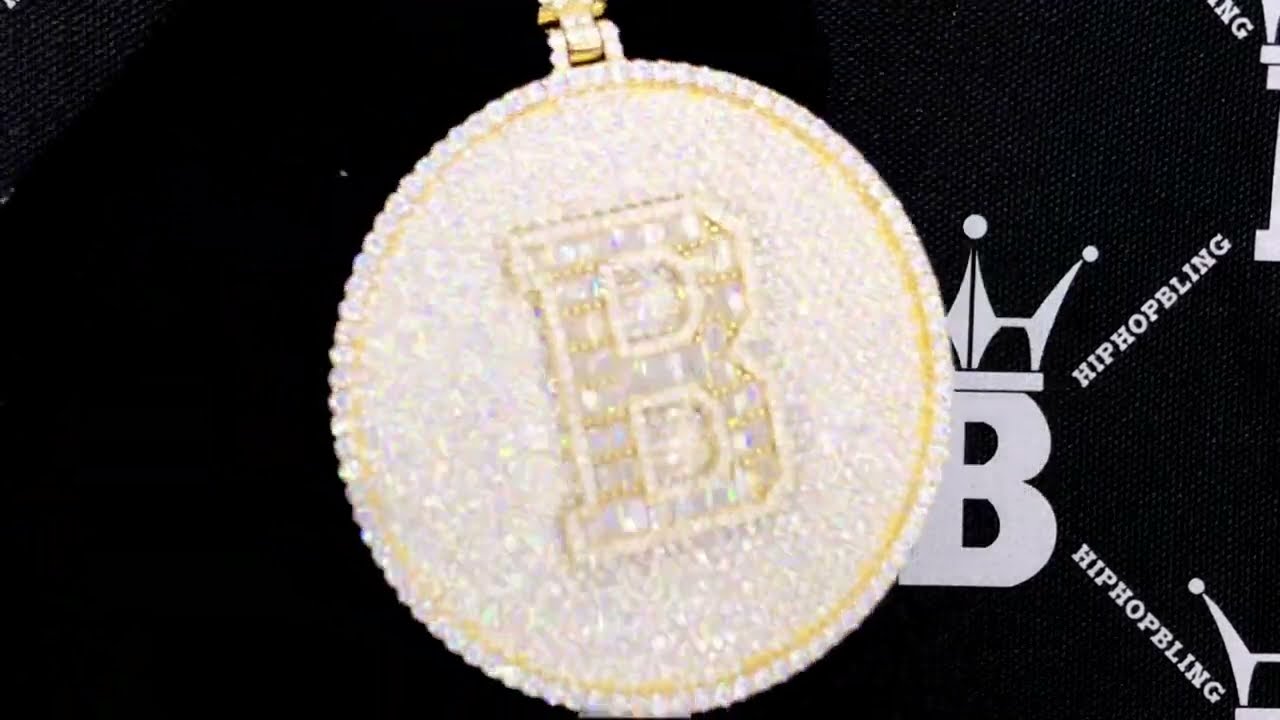 Custom 3 Baguette Letter Round VVS Moissanite Pendant – HipHopBling