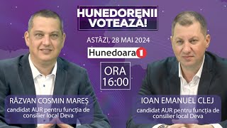 RĂZVAN COSMIN MAREȘ și IOAN EMANUEL CLEJ, c la „HUNEDORENII VOTEAZĂ!”, realizatoare Petronela TĂMAȘ.