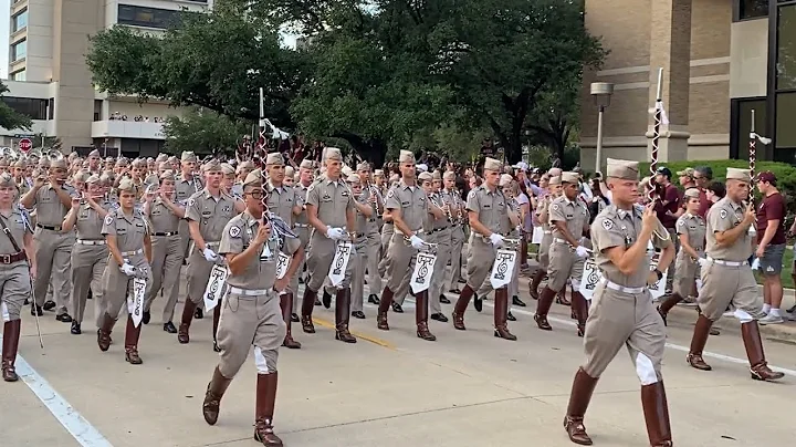 Texas Aggie Corps Of Cadets Marching Into Kyle Fie...