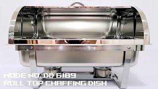 Roll Top Chafing Dish Elektrik & Gas  Alat Makan Prasmanan Tutup Hidrolik Stainless  9 Liter