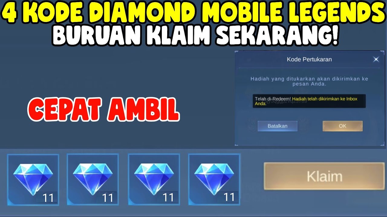 CEPAT REDEEM! 4 KODE REDEEM DIAMOND MOBILE LEGENDS TERBARU HARI INI ...