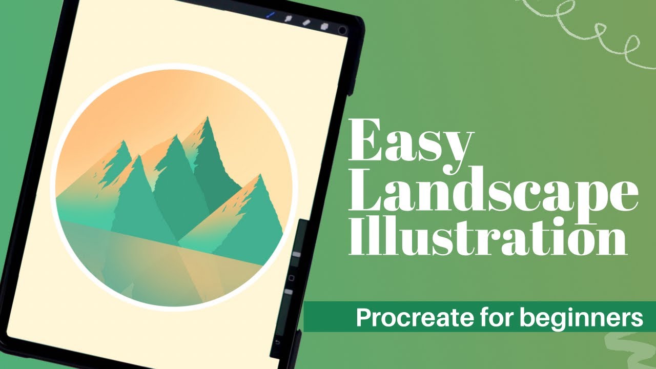 Easy LANDSCAPE drawing in Procreate | Digital drawing for beginners ...