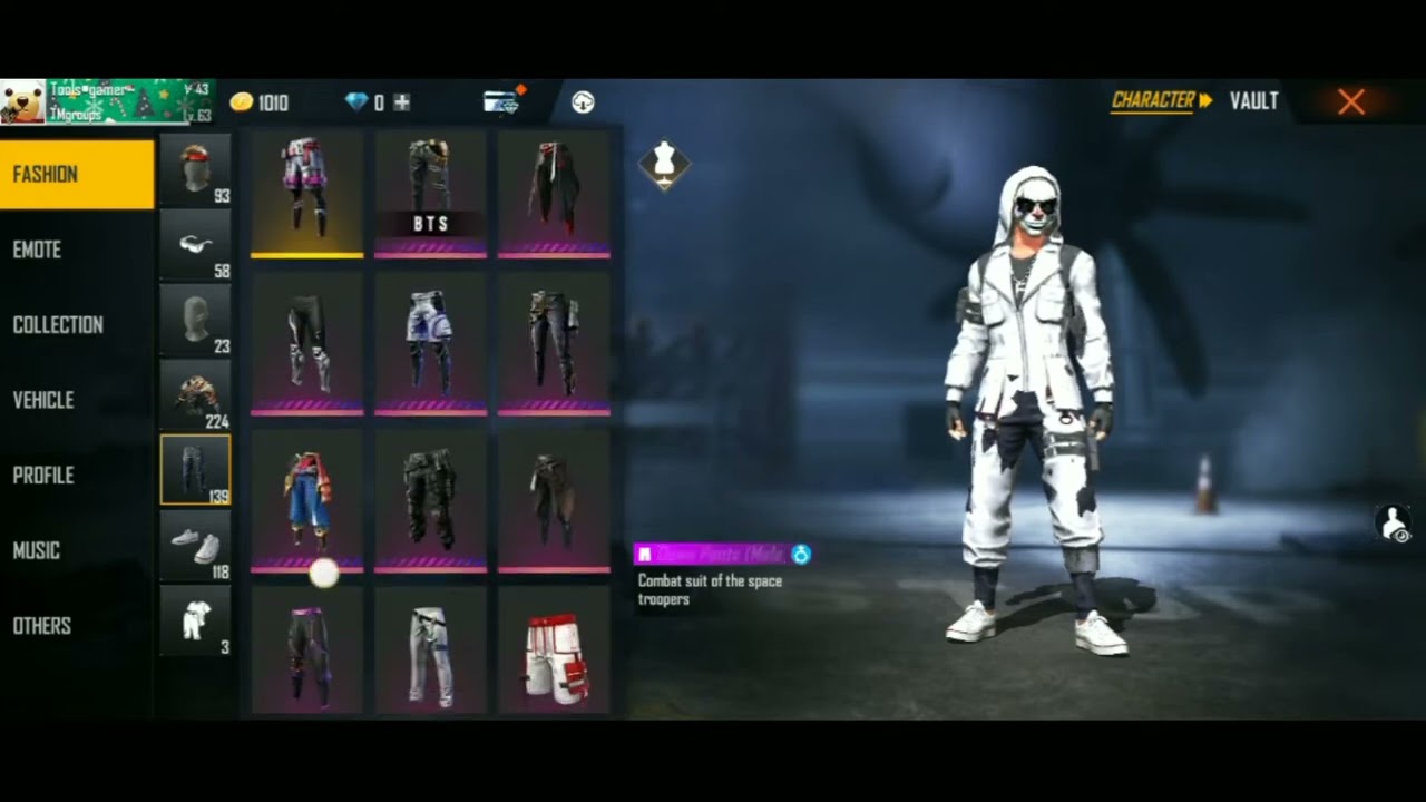Free fire white criminal bundle glitch file