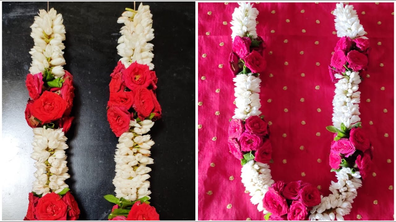 Jasmine and Rose garland Malligai Poo Kattuvadhu Eppadi YouTube