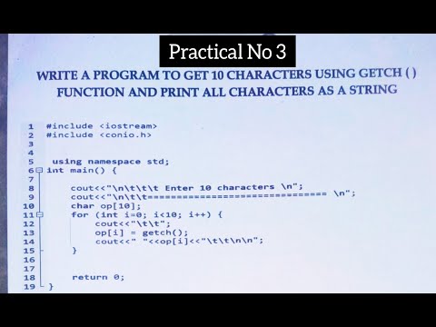 Class 10 Practical No 03 (Write a program to get 10 characters using Getch( ) function )