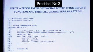 Class 10 Practical No 03 (Write a program to get 10 characters using Getch( ) function )