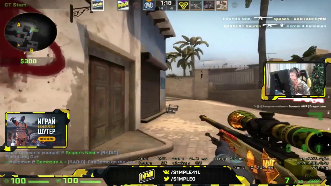 s1mple's Insane Clutch on Stream | HD 60 FPS